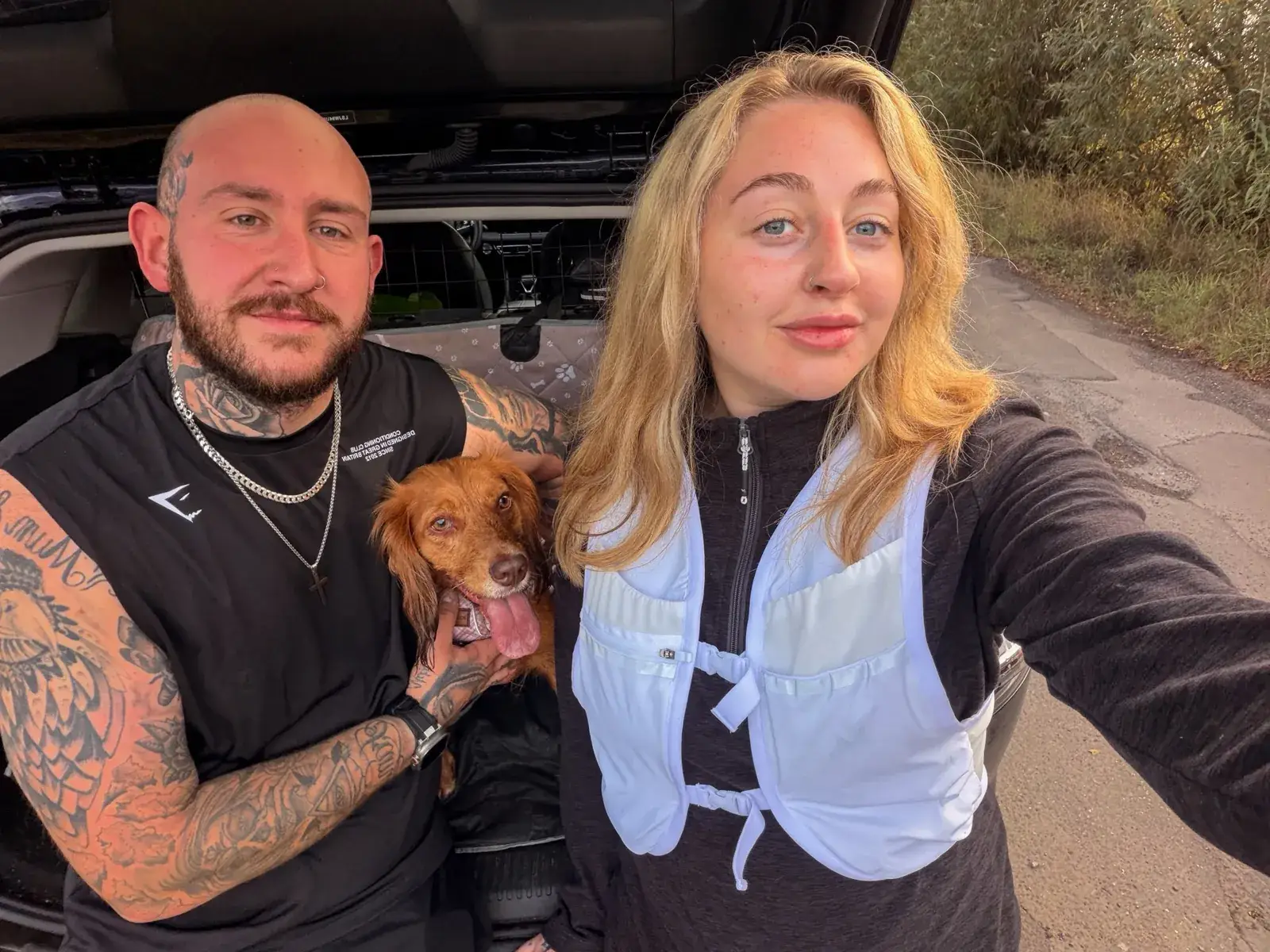 Alex Parkinson and Vicky Short, who run Box and Beam Joinery, with their dog